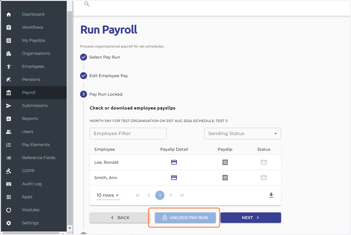 Unlock the Pay Run to make necessary adjustments.