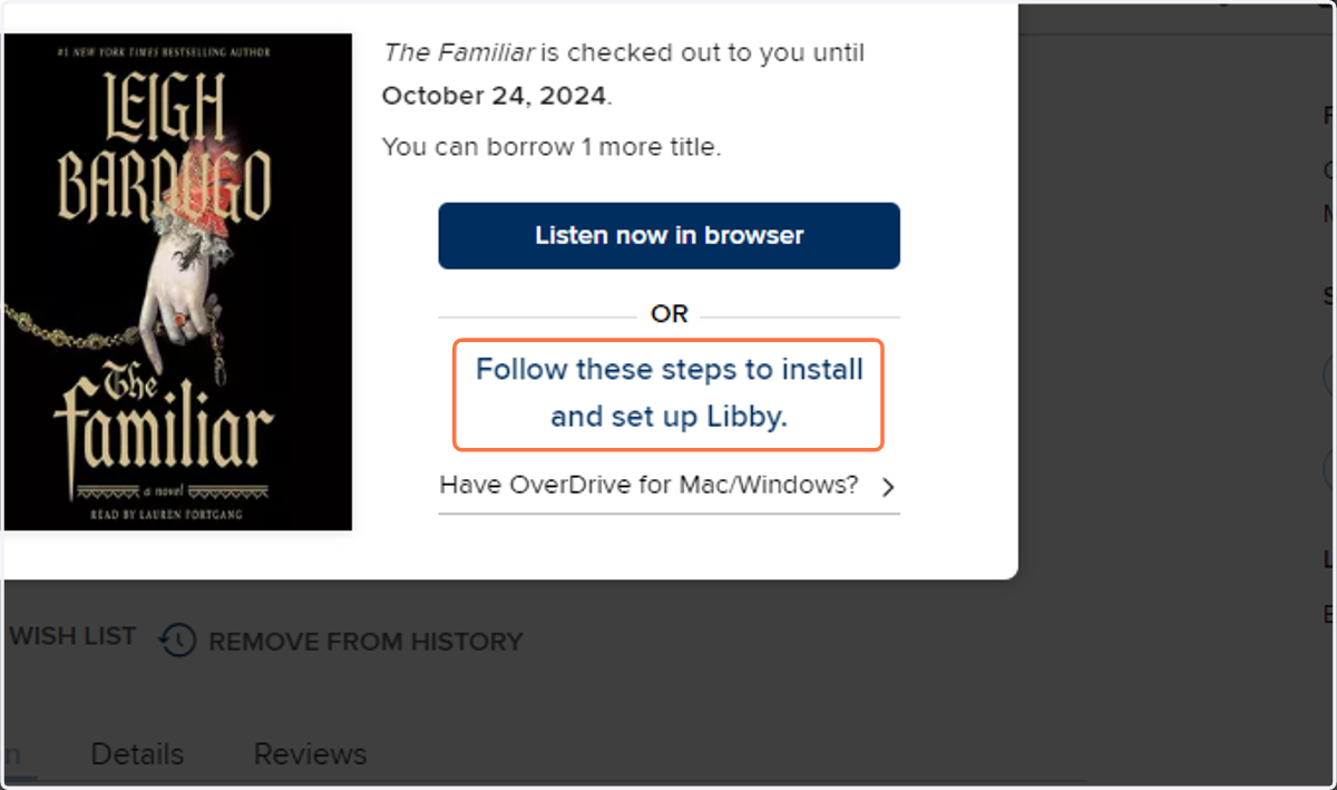 Click 'Listen now in browser' or download Libby to listen to the book.