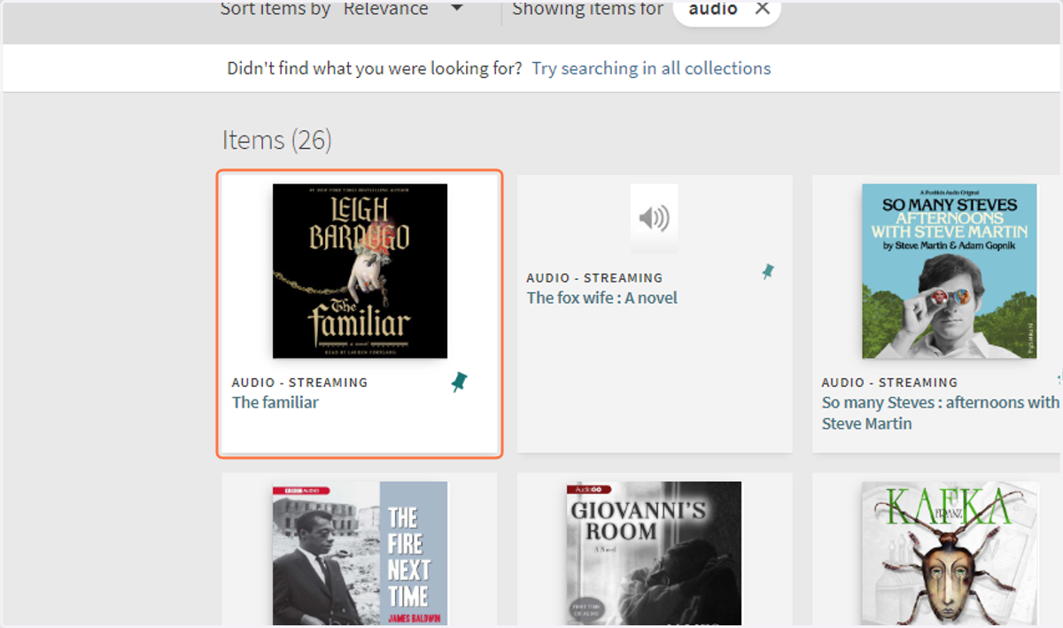 Click on the item you want