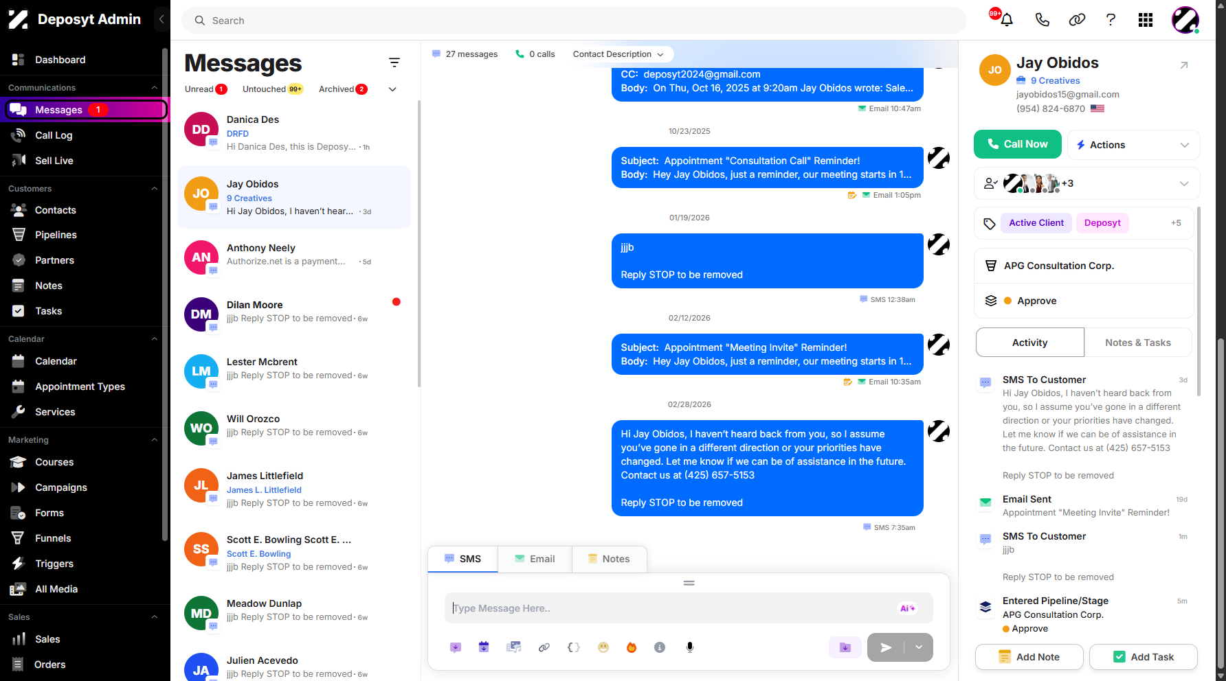 Step 1: On your Dashboard, navigate to the Messages tab under the Communications section.