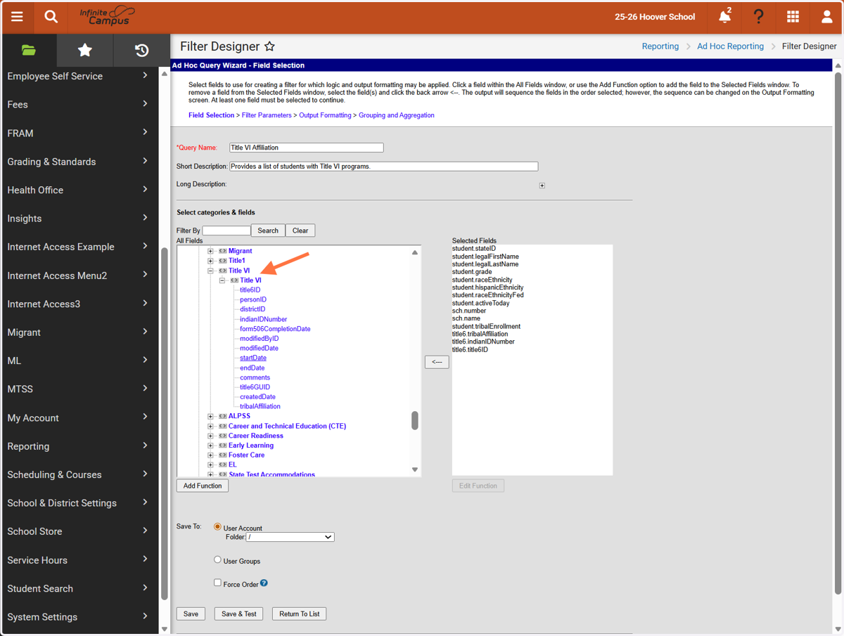 Select the fields to add. More fields can be added as needed.