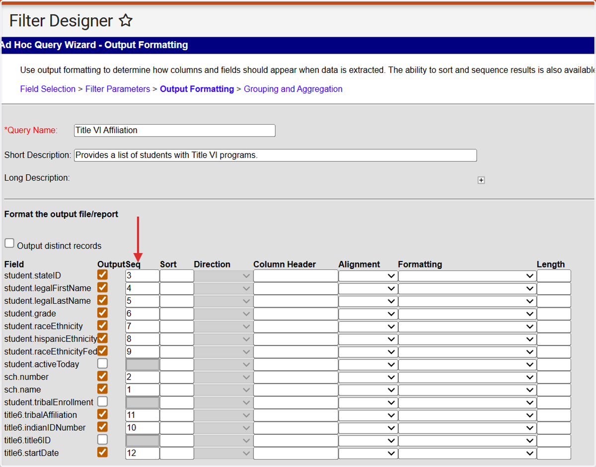 Add a sequence order for the fields as needed.