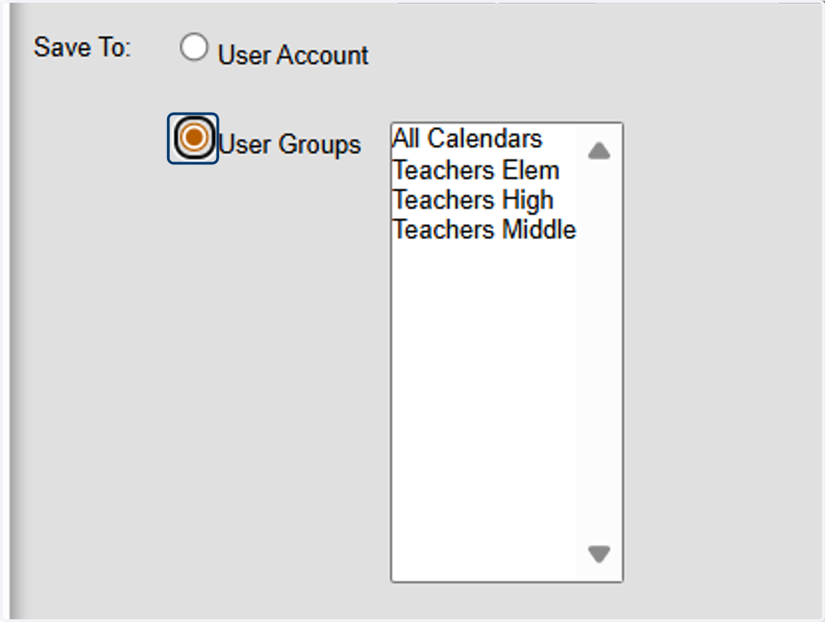 By default, Ad Hocs are saved to User Accounts. Once the Ad Hoc is created, save a copy to User Groups that may need access to the filter.