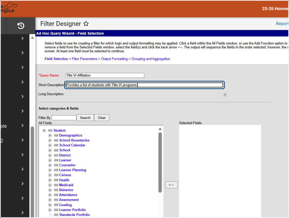 Enter a short description to help users know what data is contained in the filter.