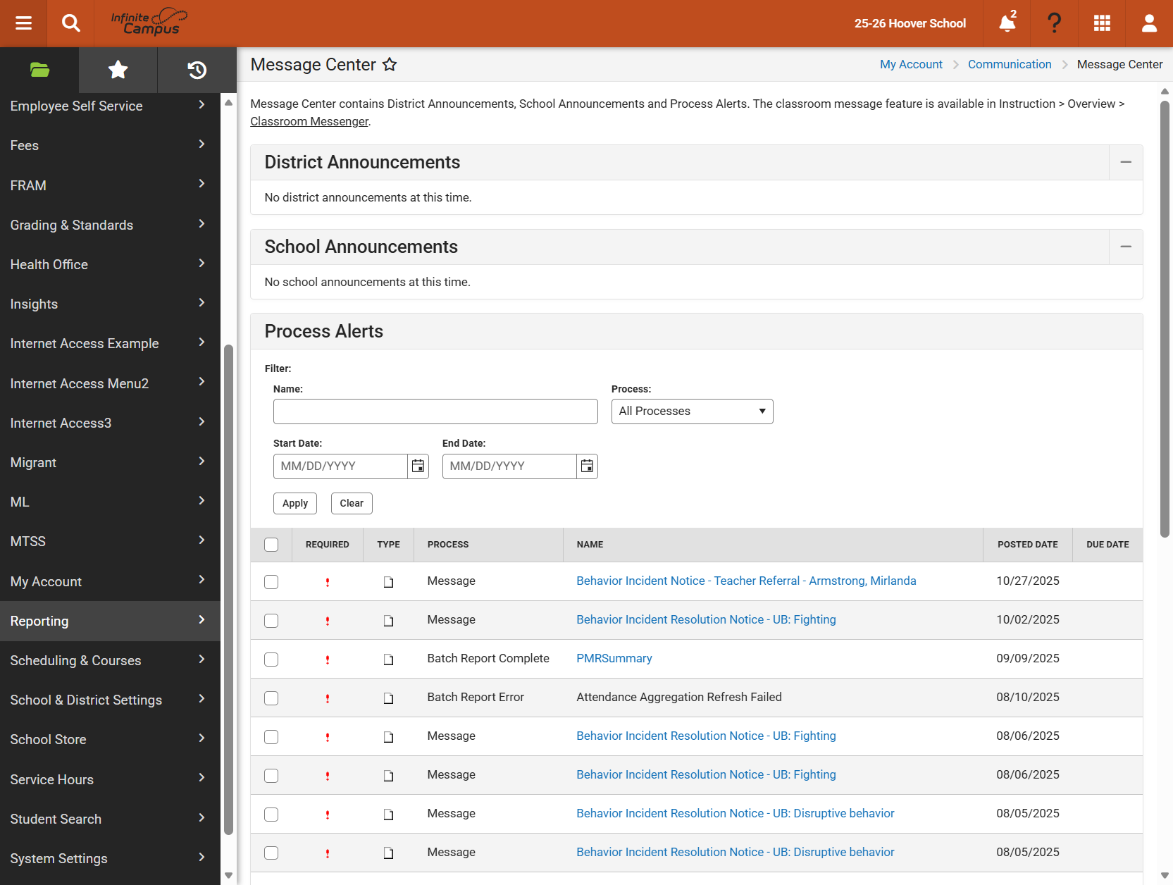 Navigate to Reporting