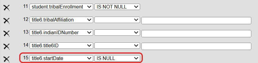 Filter for Tribal Enrollment with No Program
