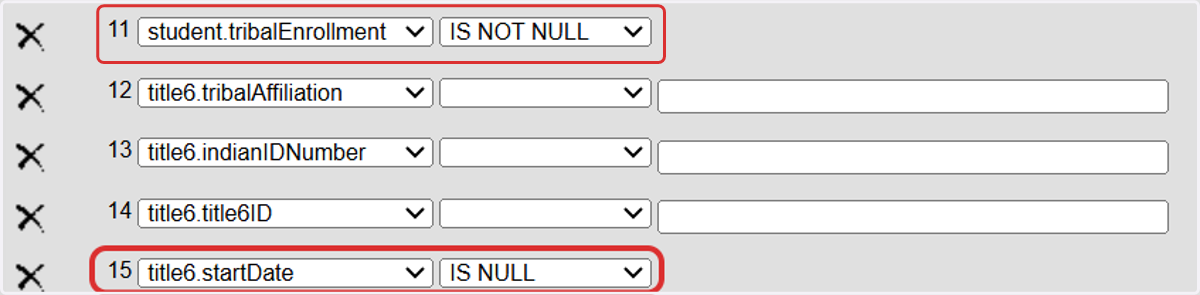 Filter for Tribal Enrollment with No Program