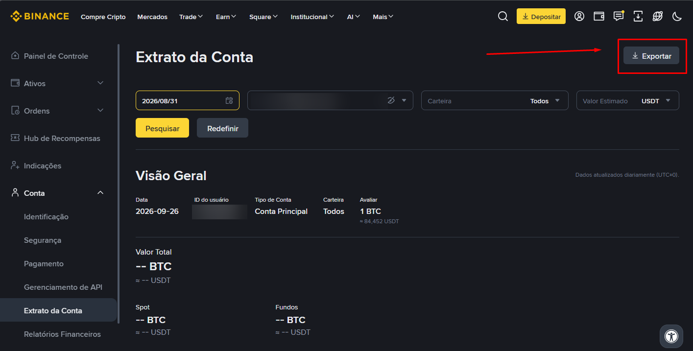 Clique em Exportar