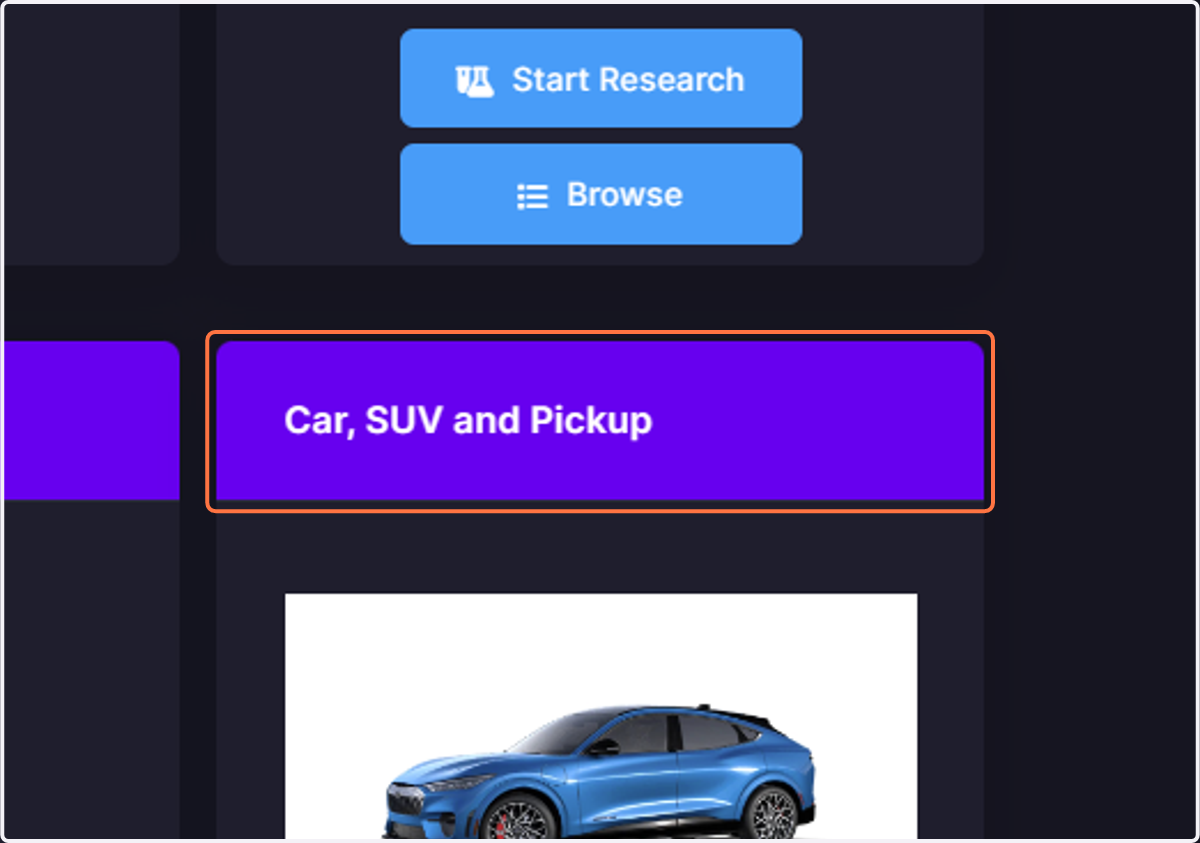 Click on the head of the desired category card