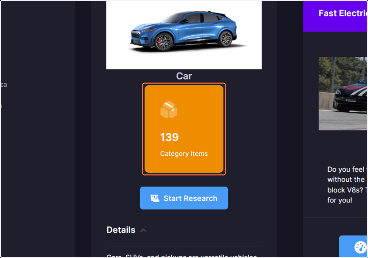 The category items tile