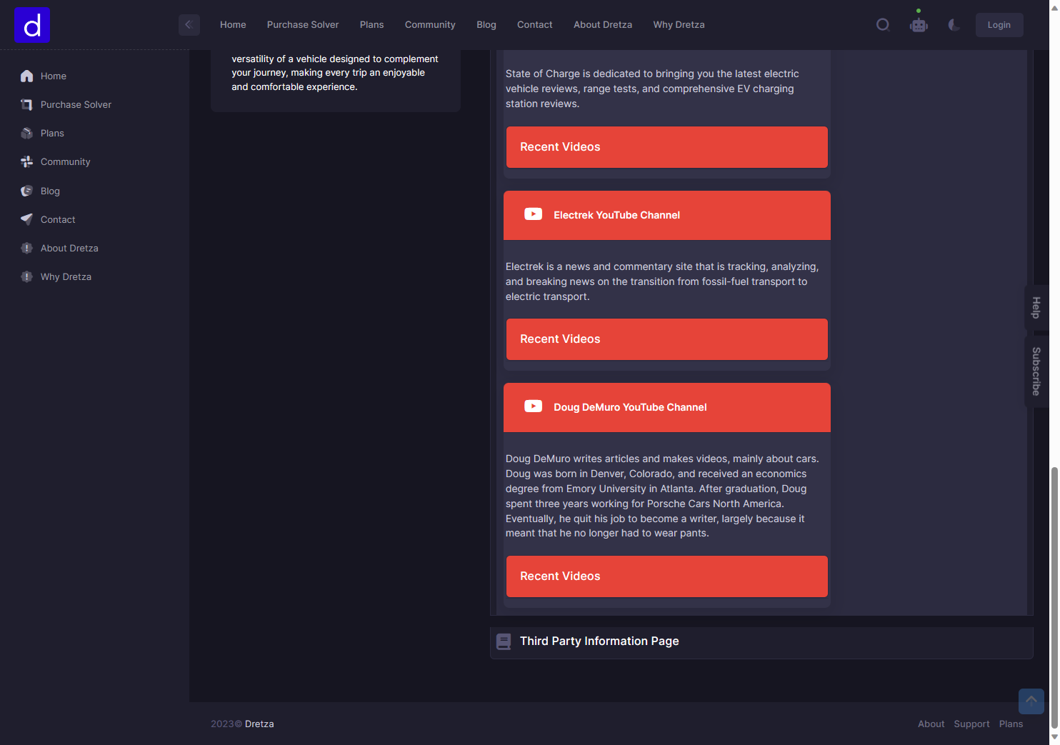 Click on Third Party Information Page