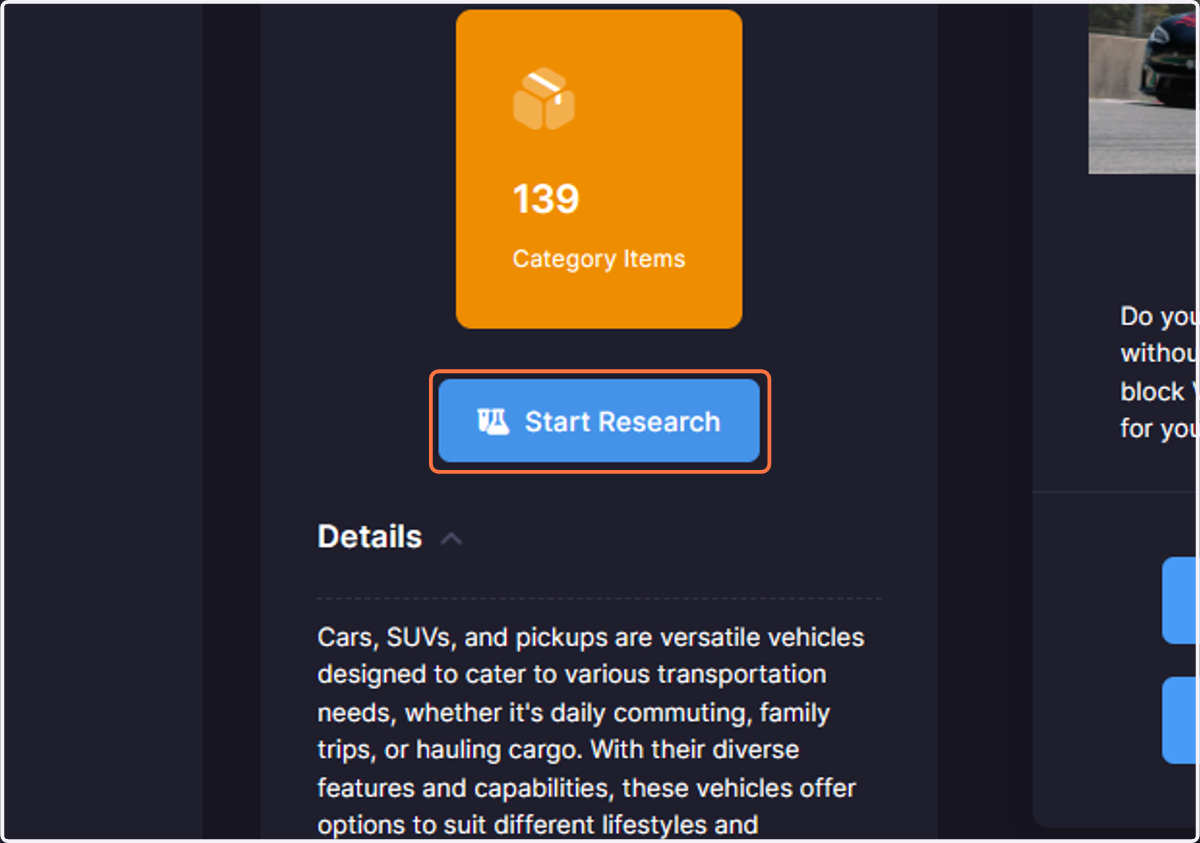 The Start Research button