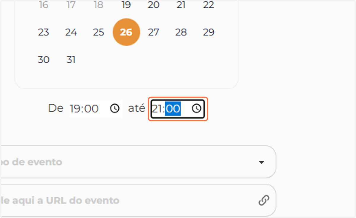 Defina um horário de término