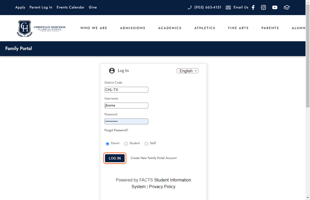 Click on login