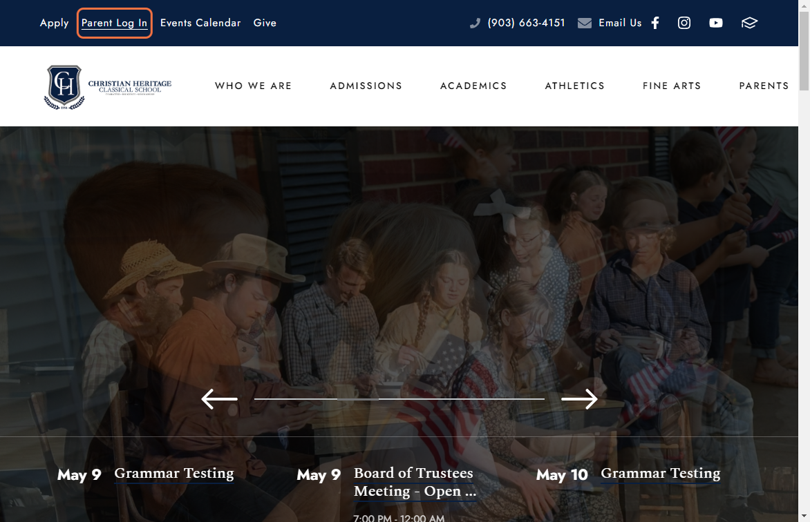 Click on Parent Log In