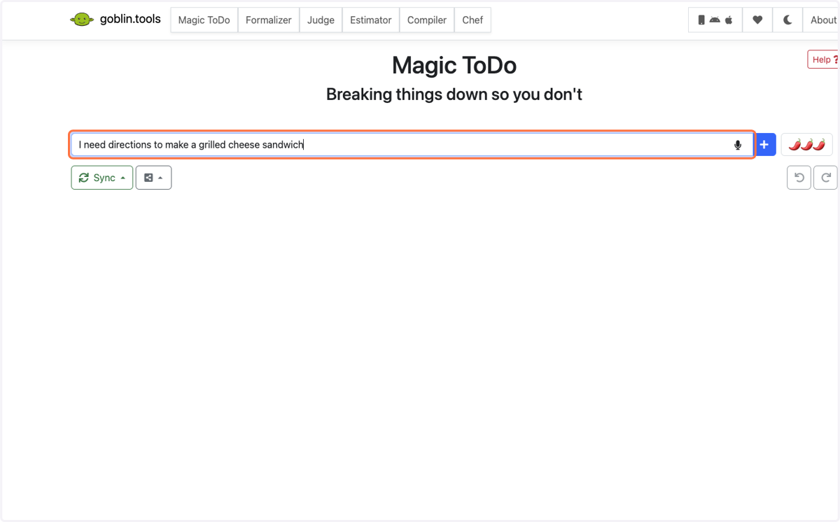 Type in the overall task you or your students need to complete.