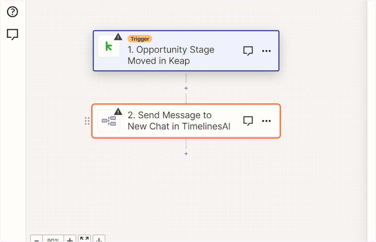 Click on Send Message to New Chat in TimelinesAI