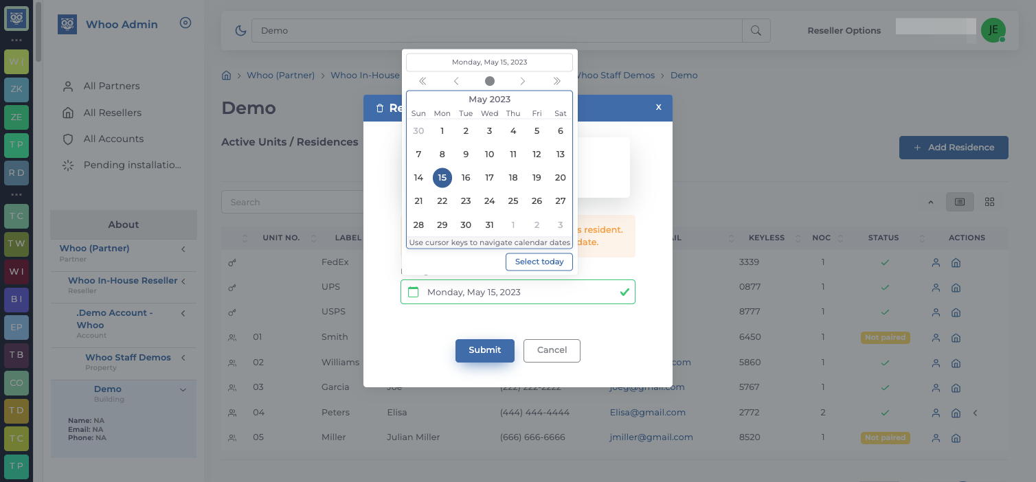 Selected date and click submit