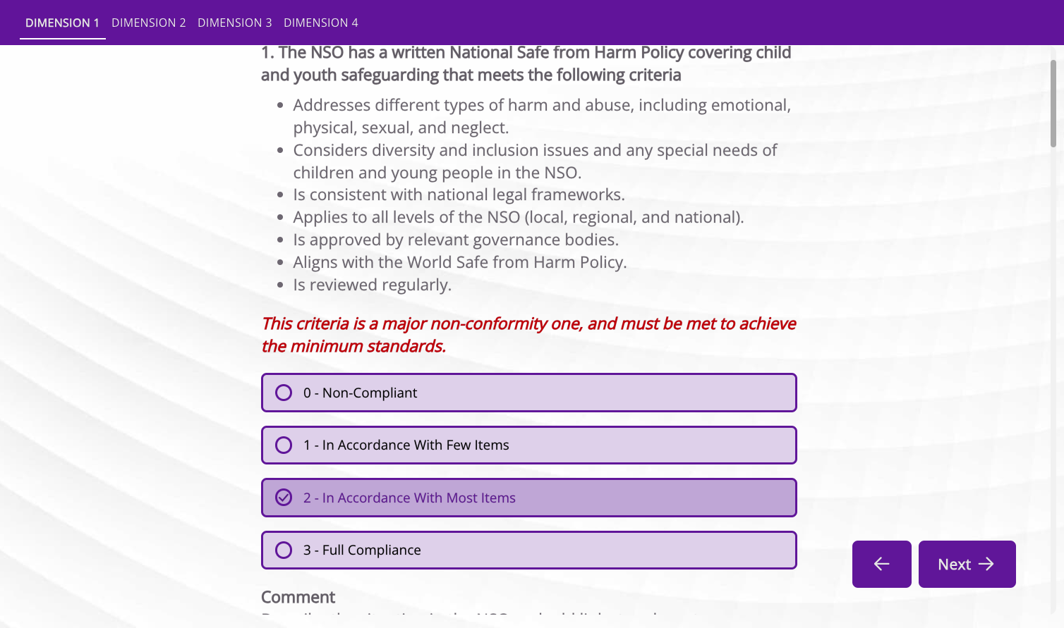 Score criteria
