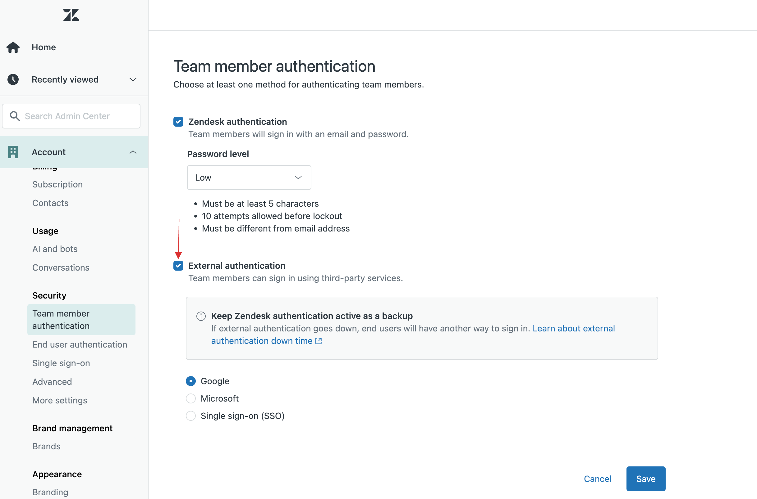 External authentication