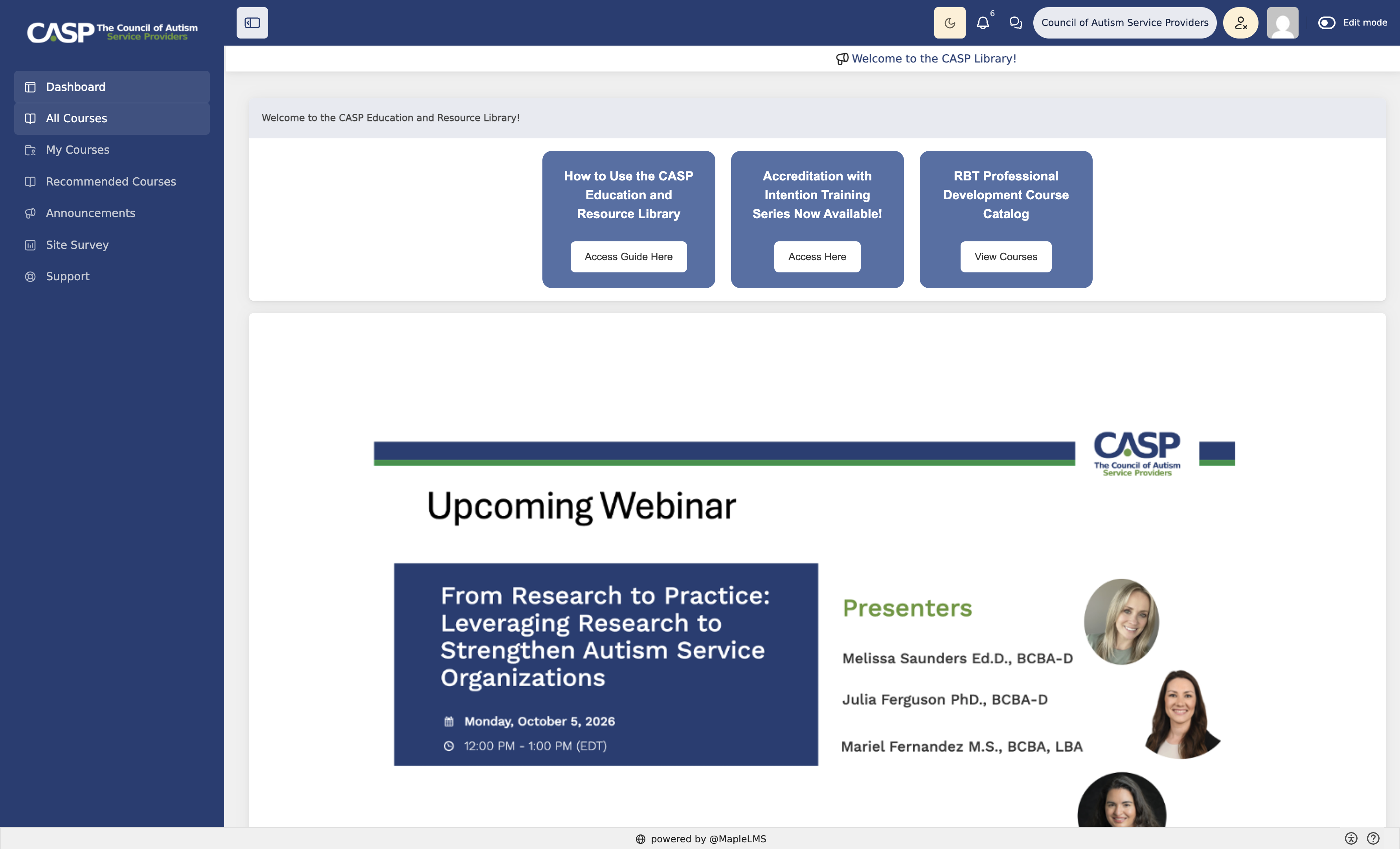 To view all available courses, click "All Courses"