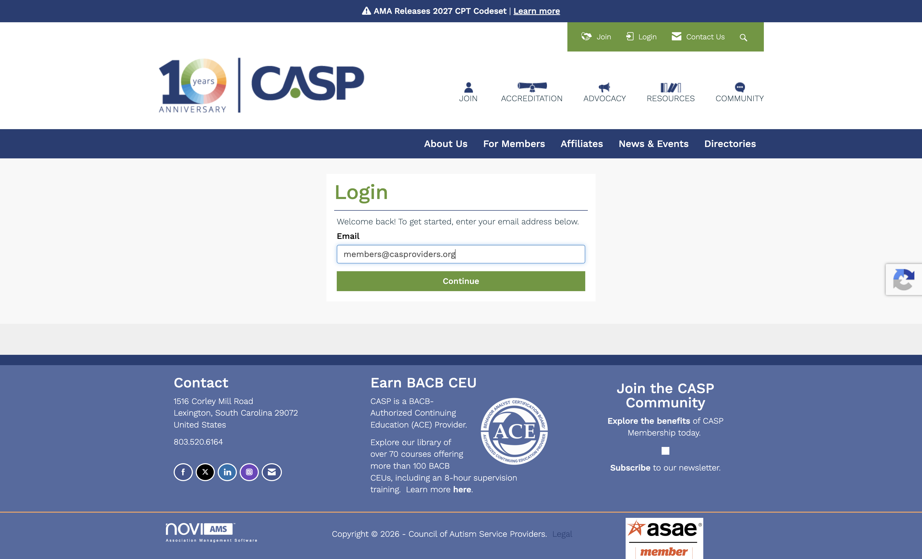 Use your CASP Login Credentials