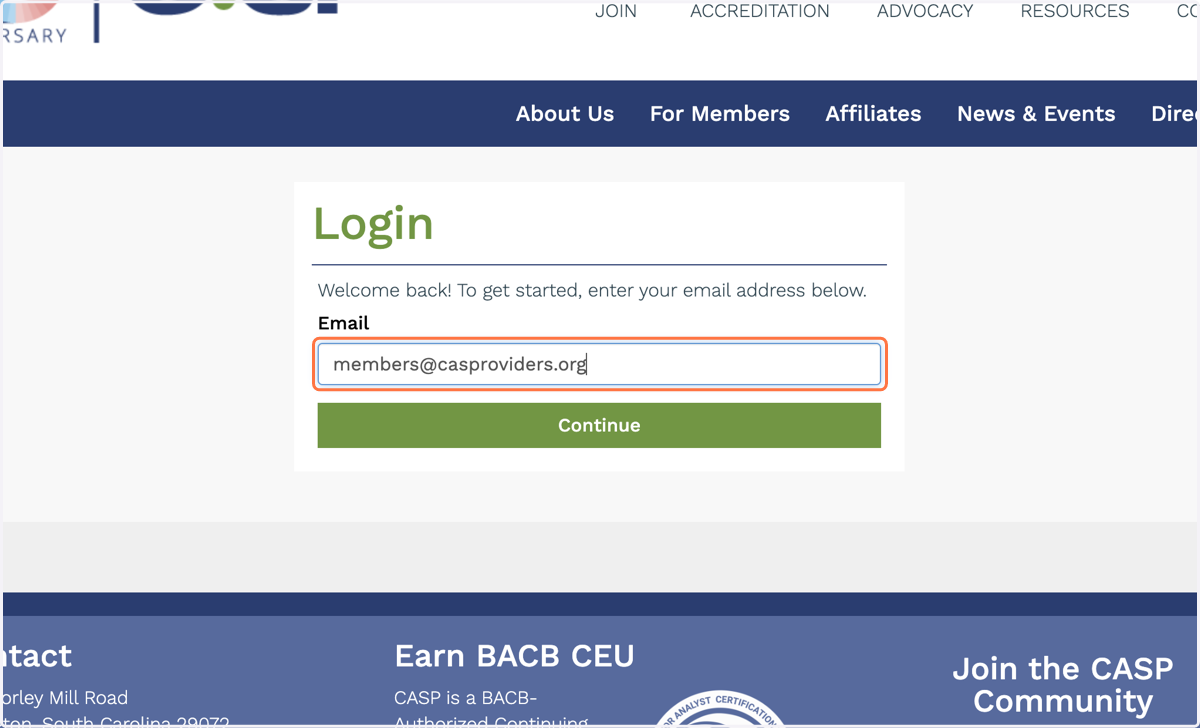 Use your CASP Login Credentials