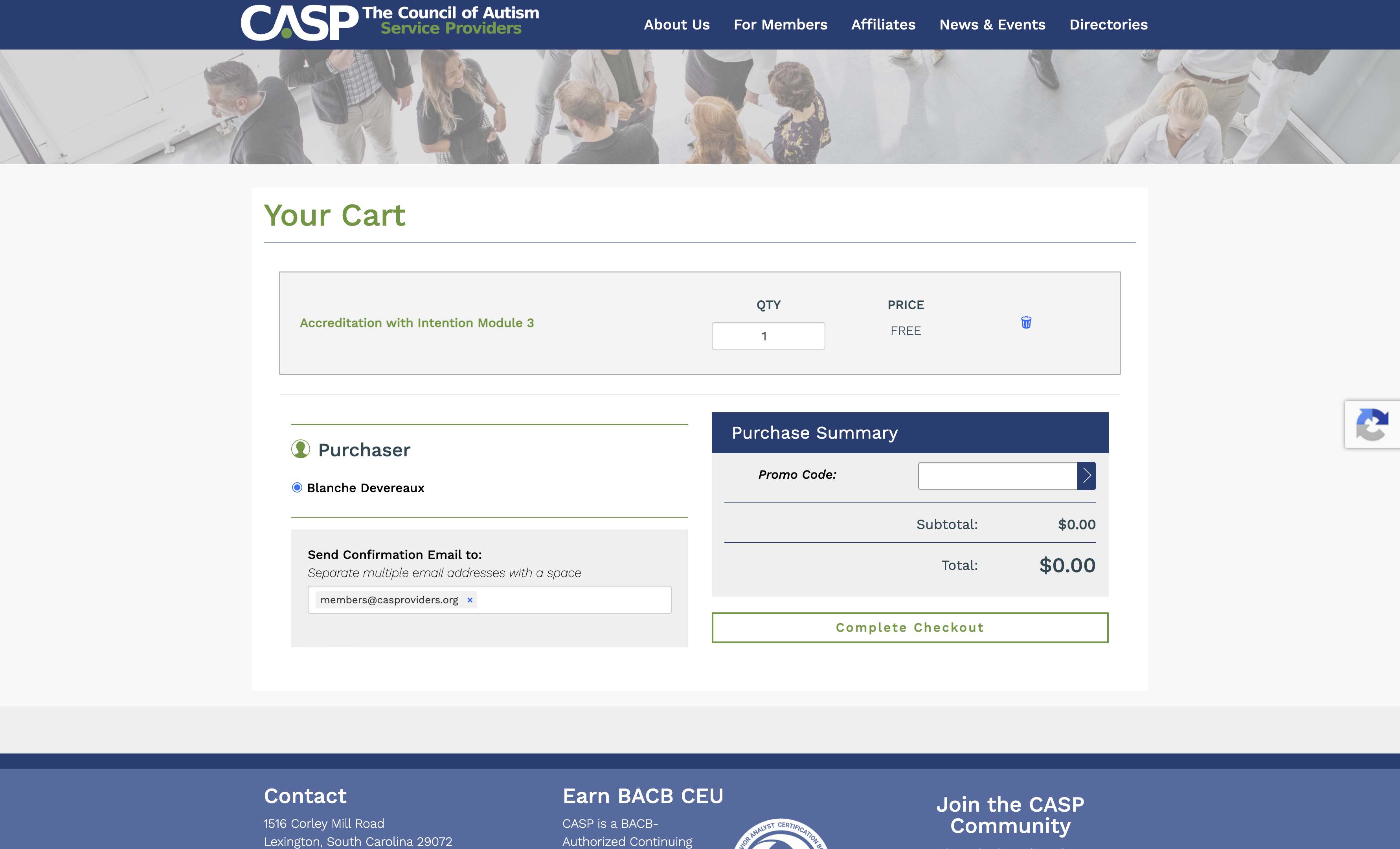 Click on Complete Checkout