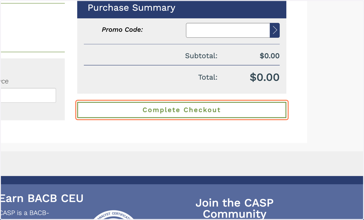 Click on Complete Checkout
