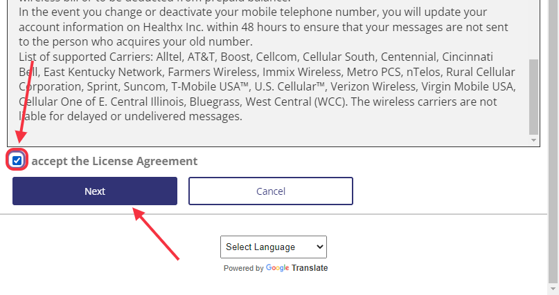 Read the License Agreement and check the box "I accept the License Agreement." Choose Next