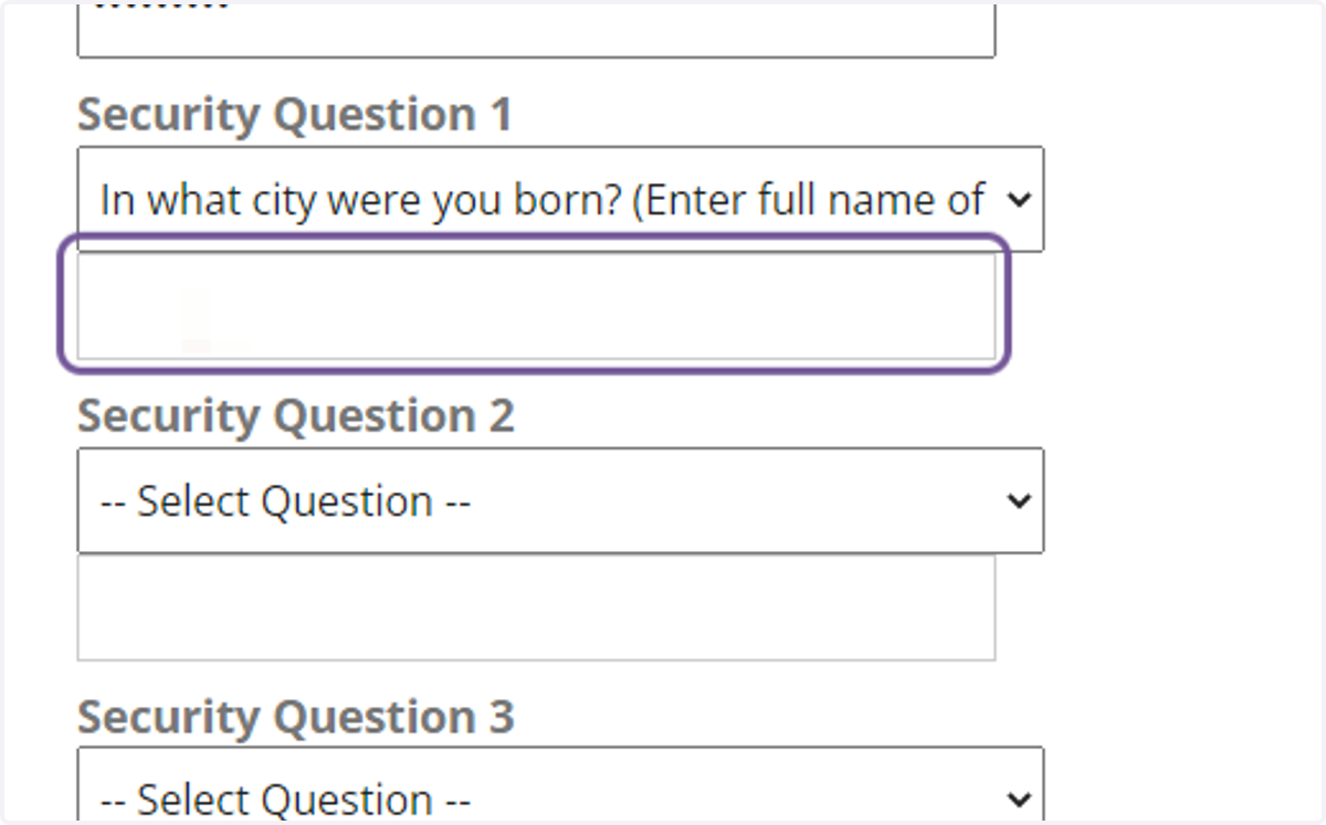 Follow the prompts to choose Security questions and input appropriate answers.