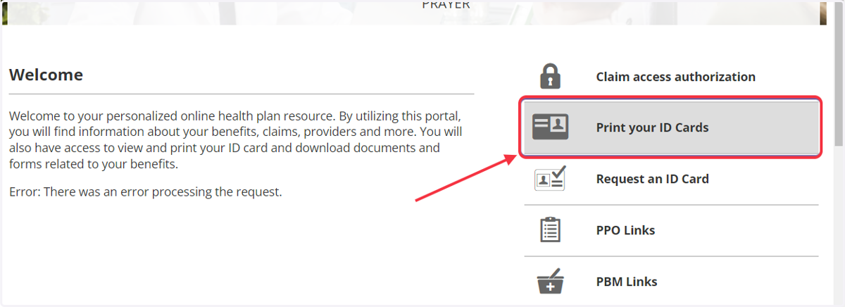In order to Print out your ID Cards, click 'Print your ID Cards'