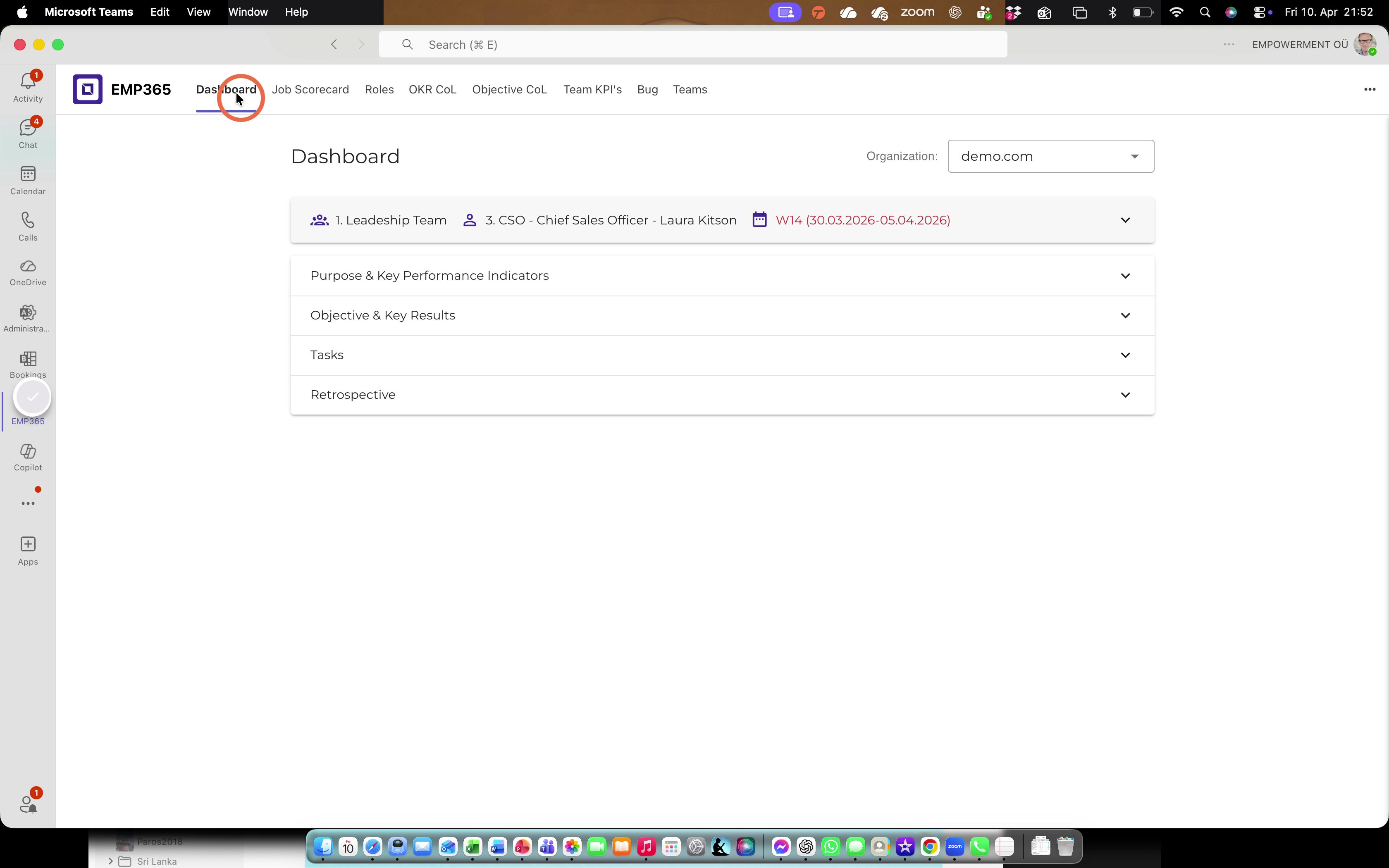 Open dashboard