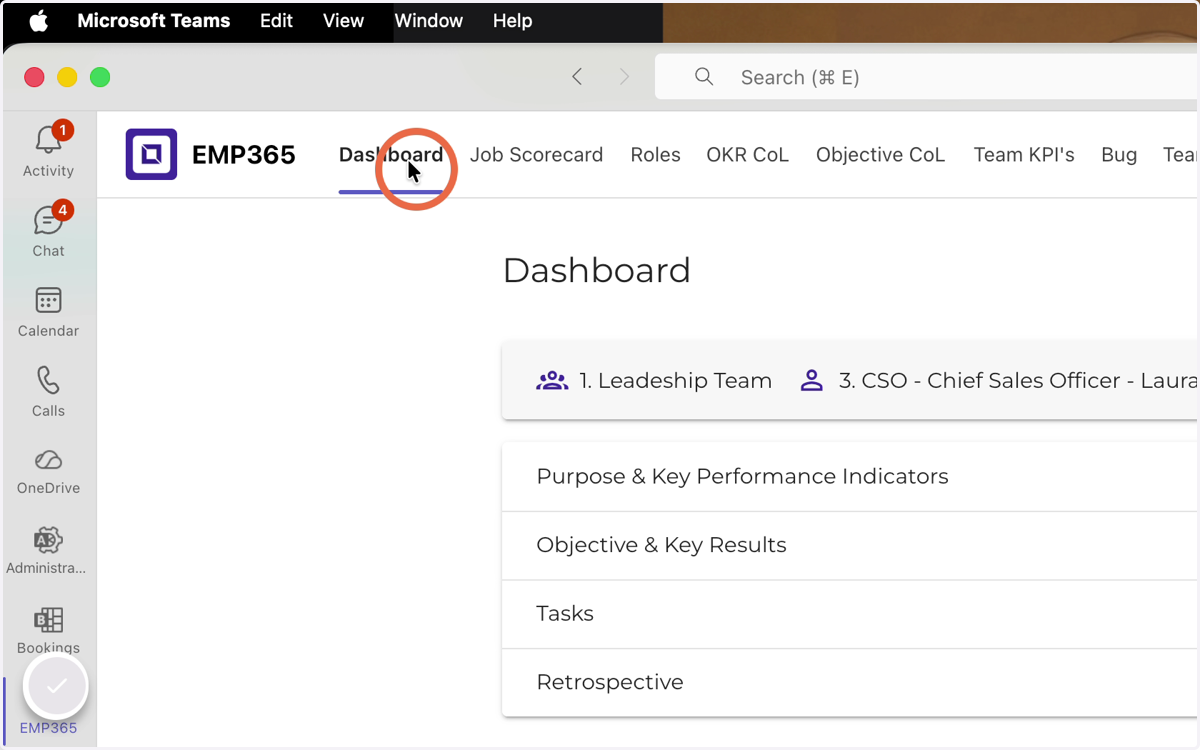 Open dashboard