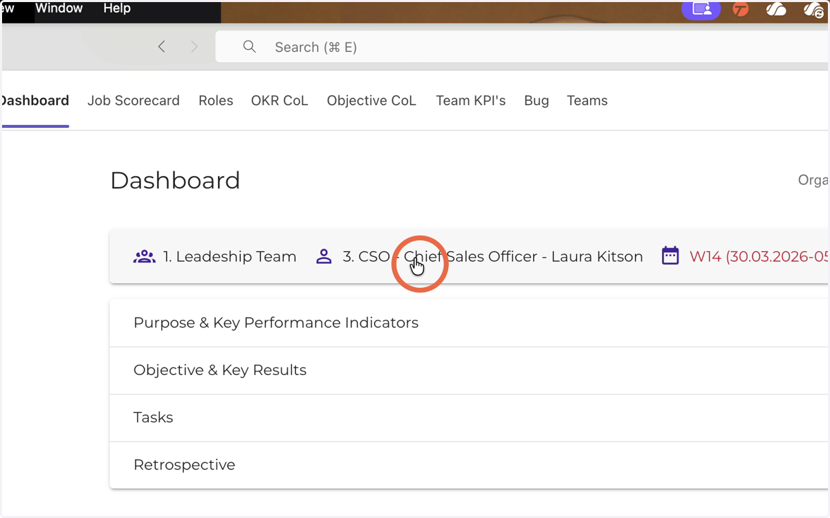 Select the role you want to create a status report for