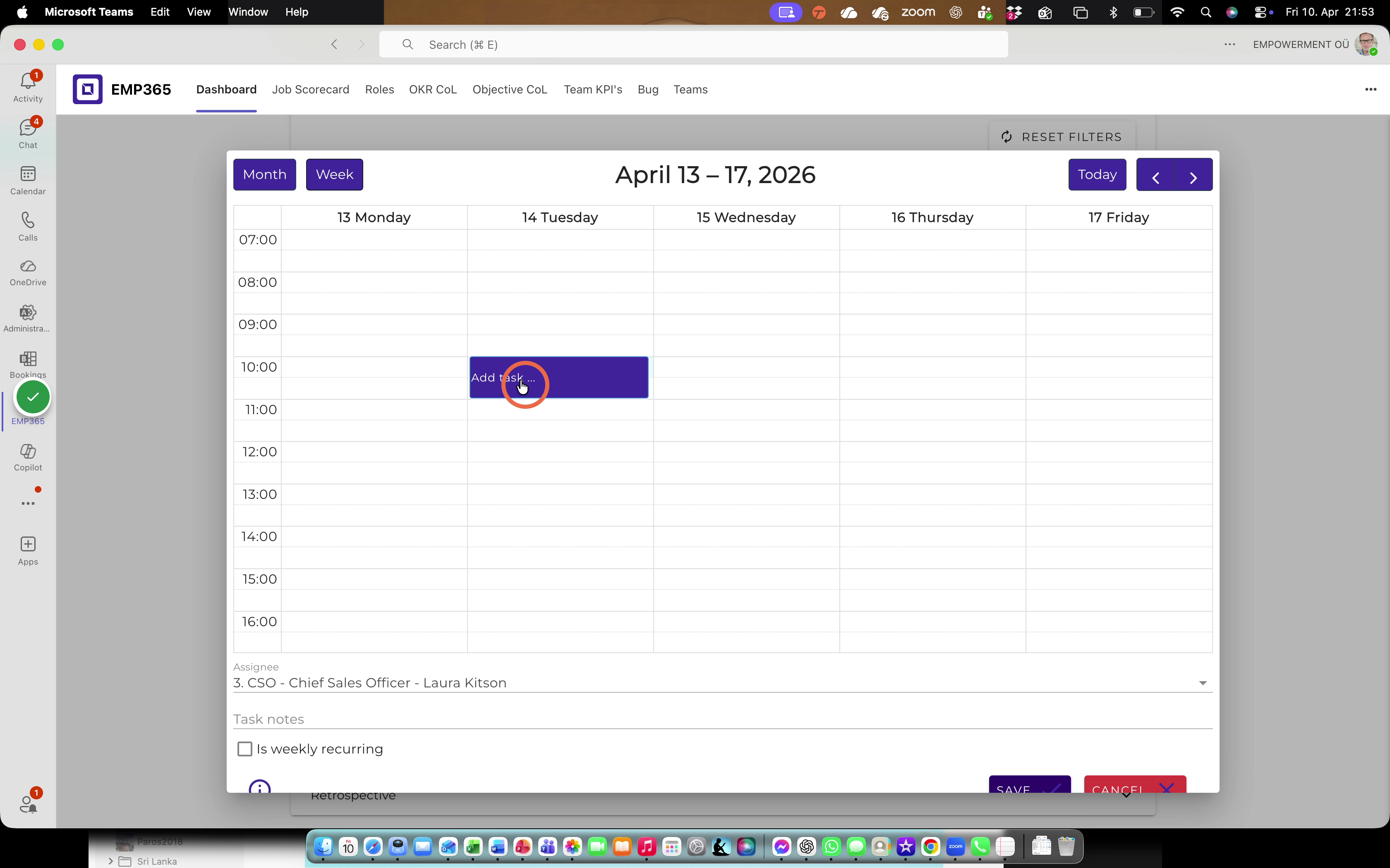 Select a time slot when you plan to complete this task