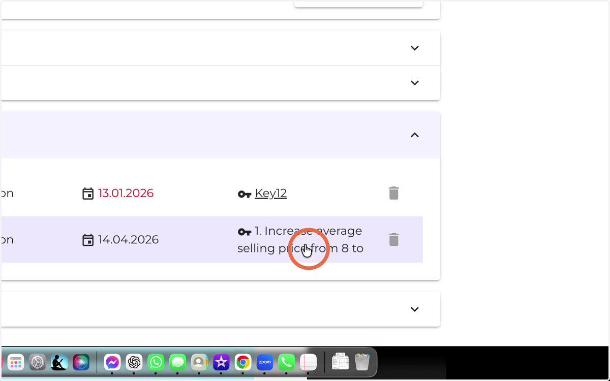 By clicking on the key result, you can change which key result the task is linked to.