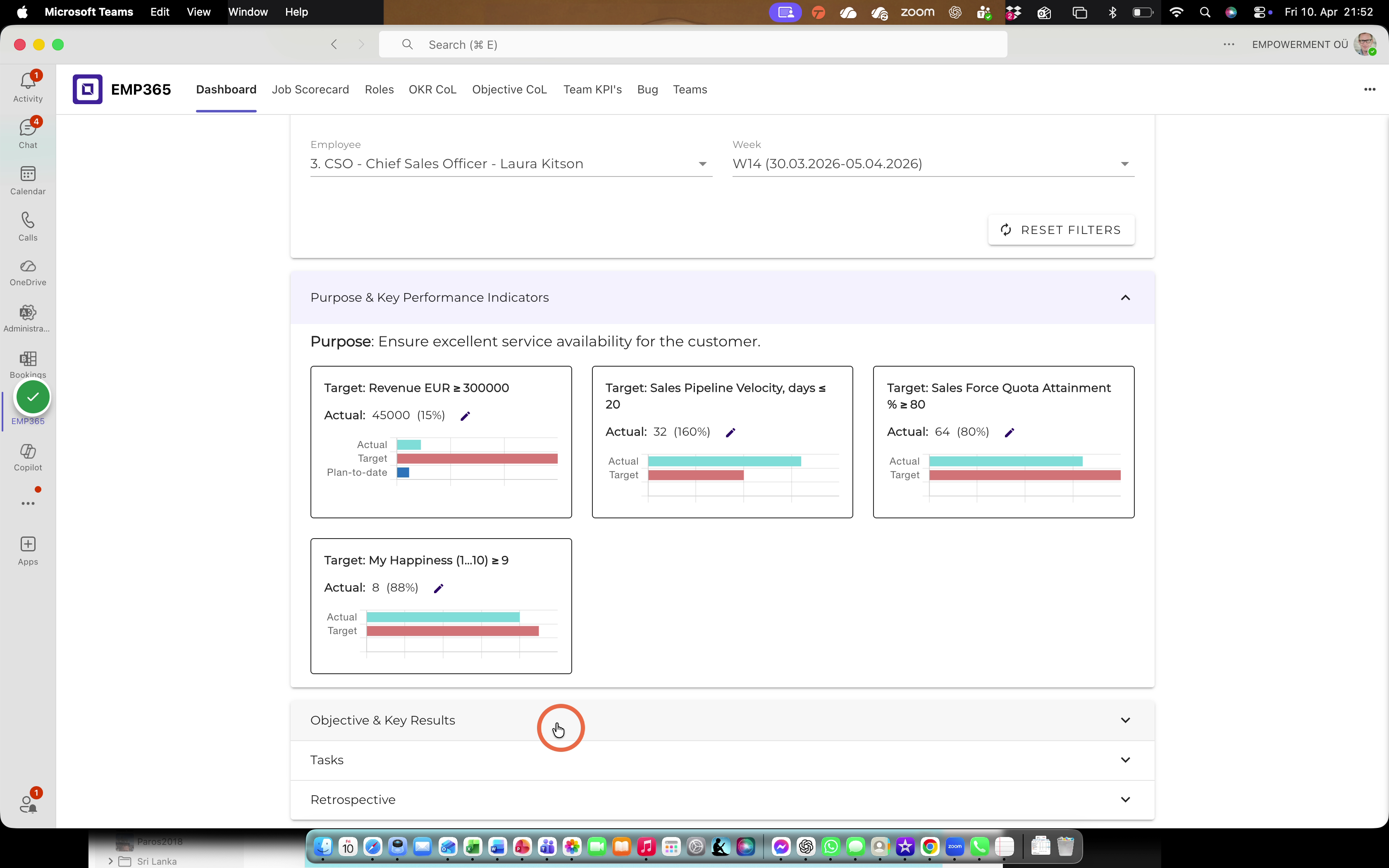 Open the ‘Objectives & Key Results’ section