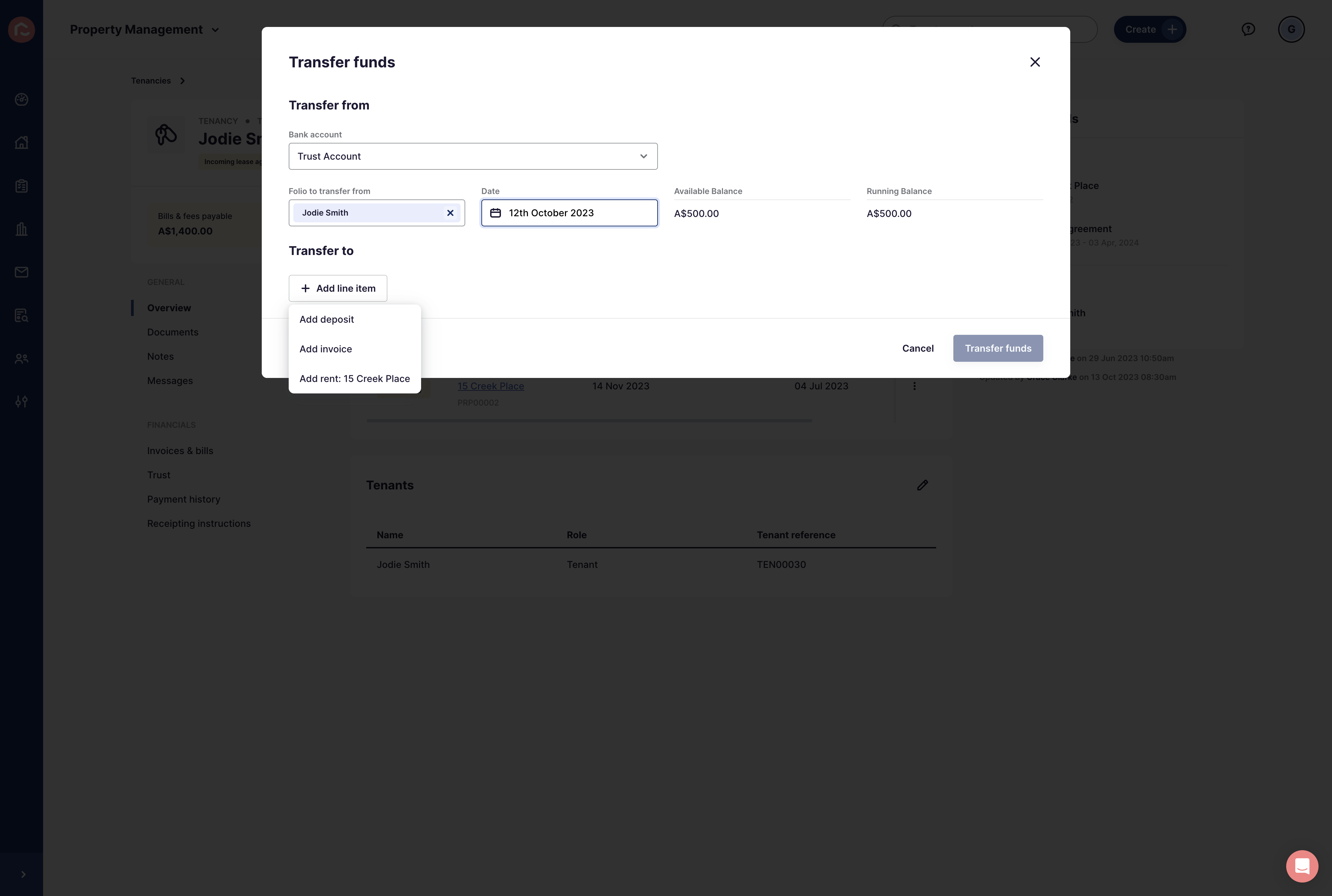 Click on Add deposit
