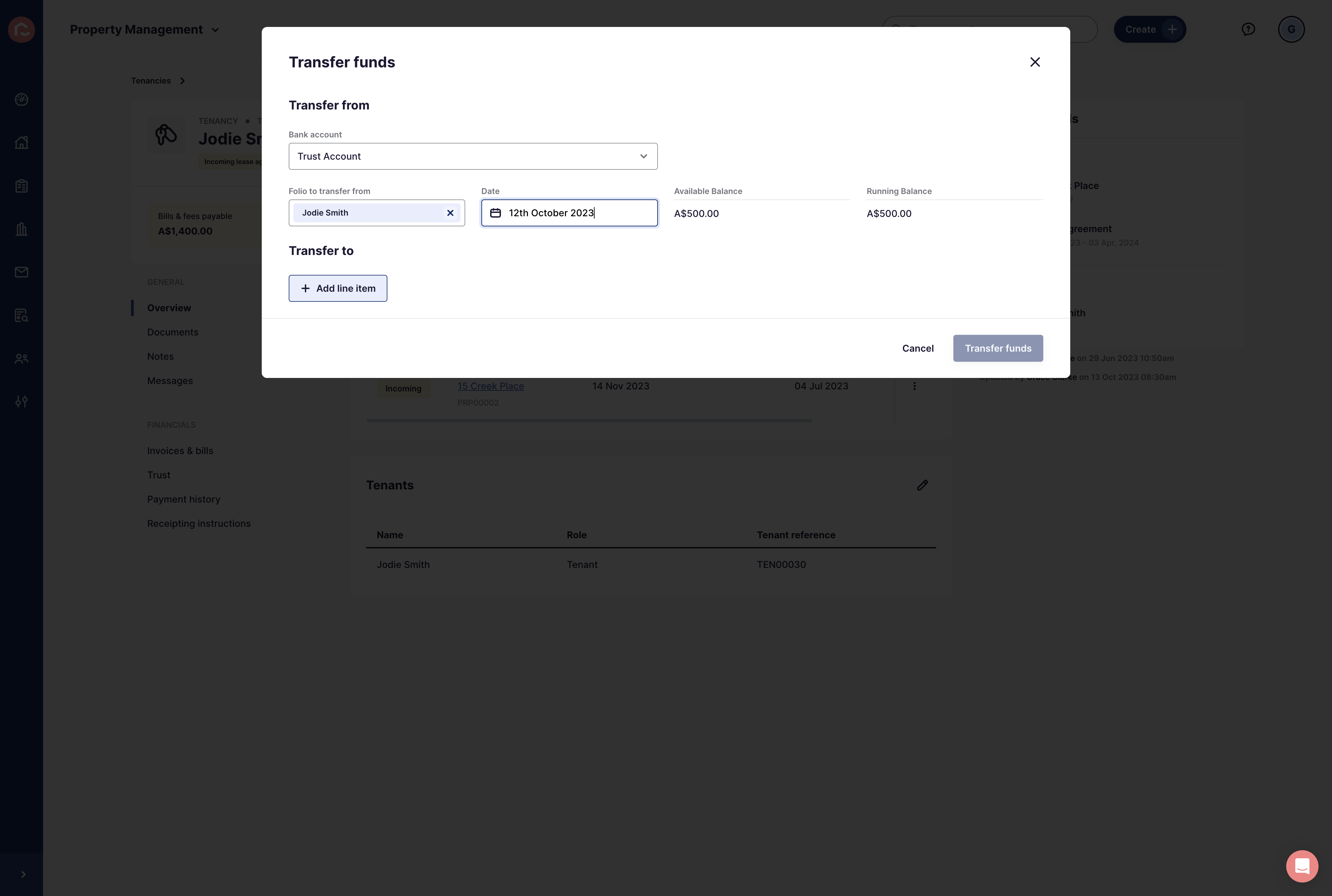 Click on Add line item