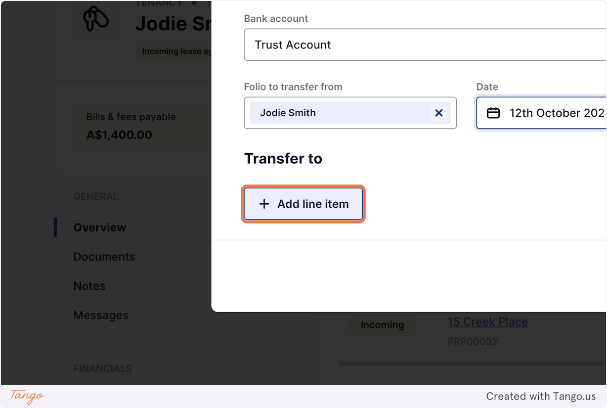 Click on Add line item