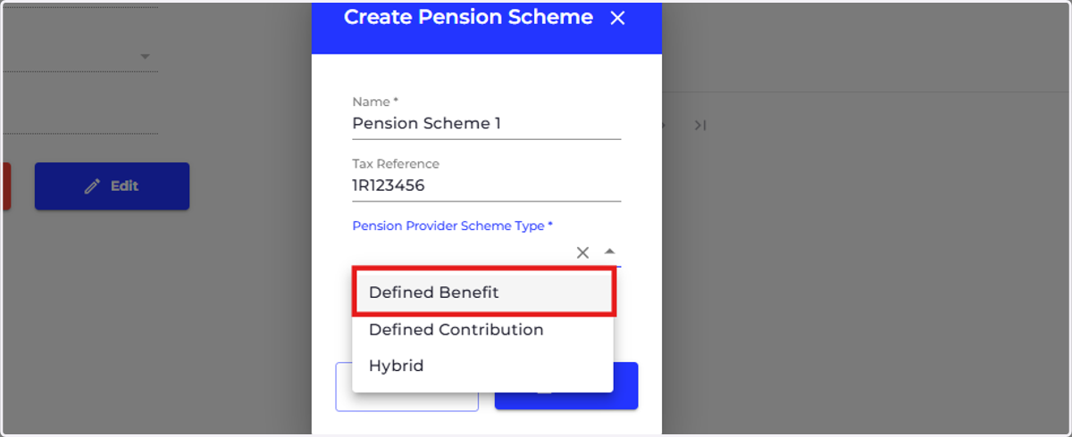Select a pension provider scheme type.
