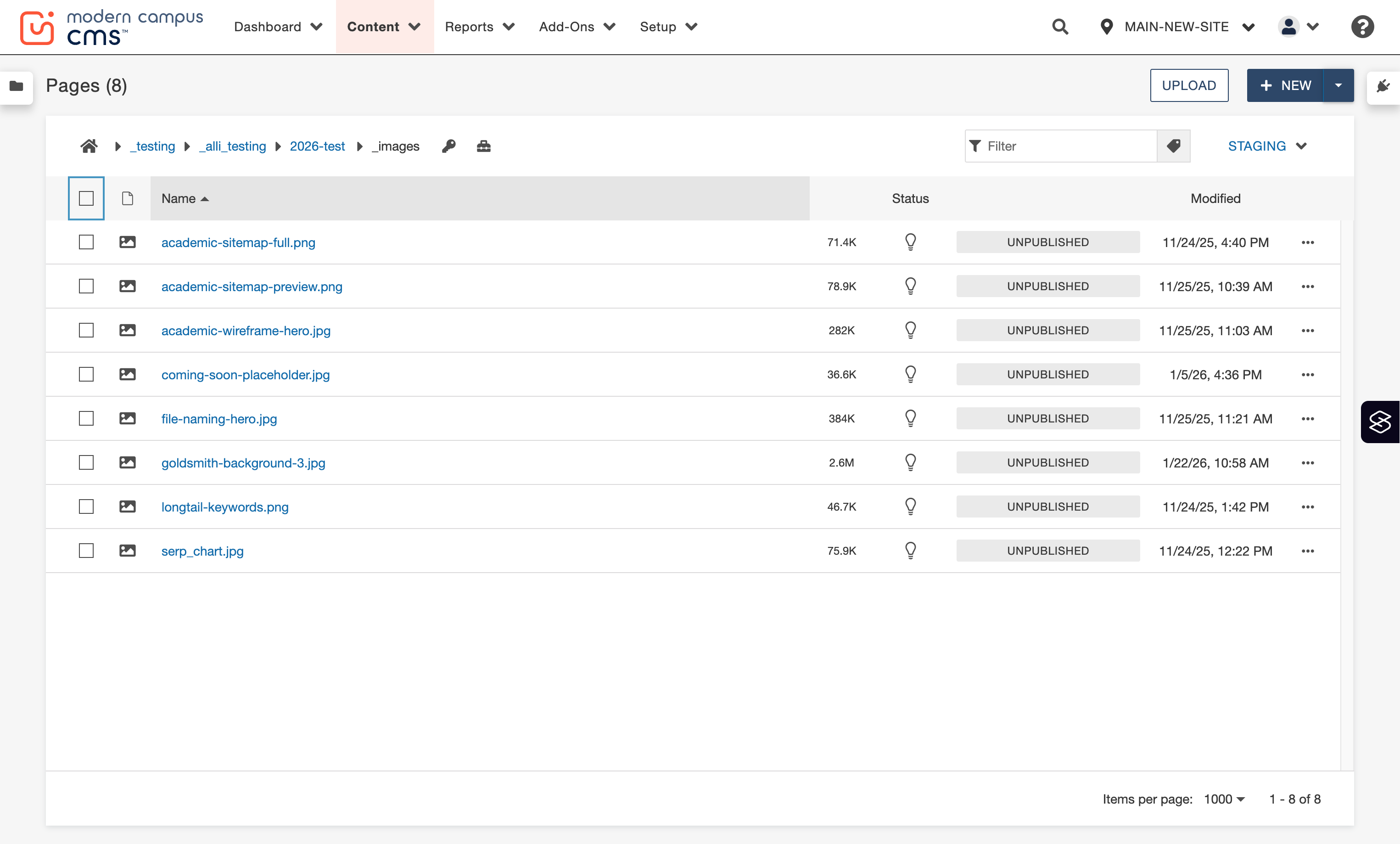 Once inside the Images folder, click the New dropdown in the upper right-hand side.