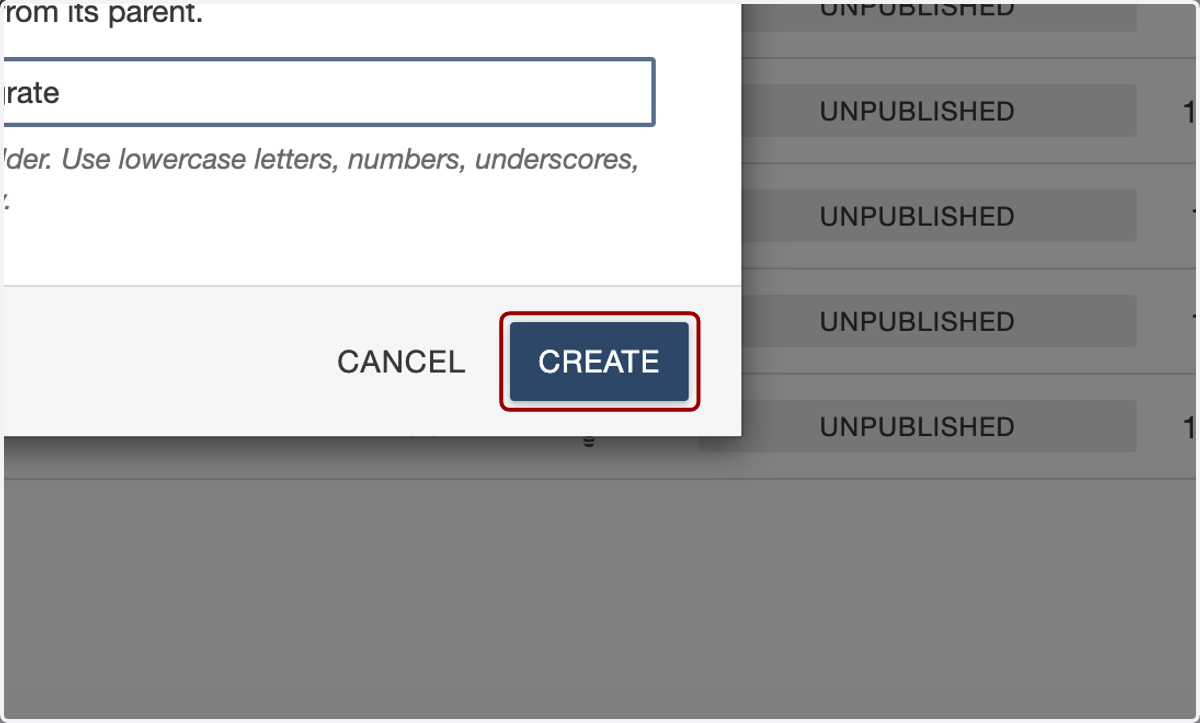 Click on Create.