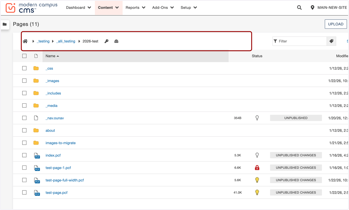 Navigate to your site in Modern Campus.