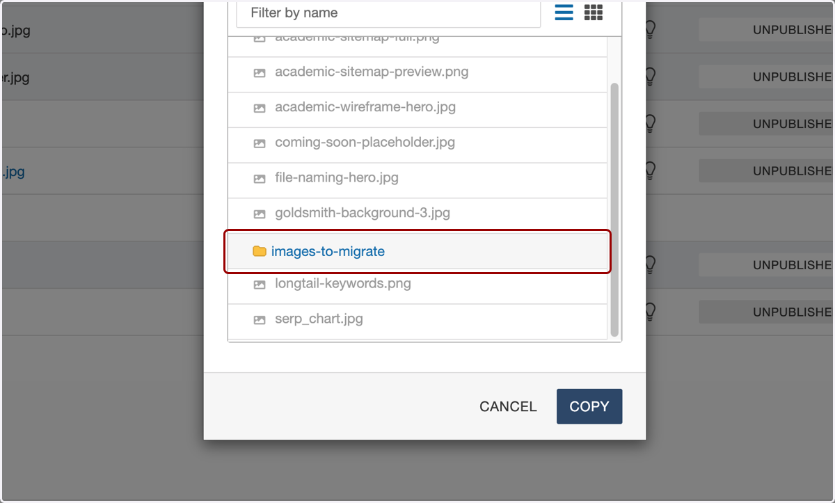 Click on the images-to-migrate folder...