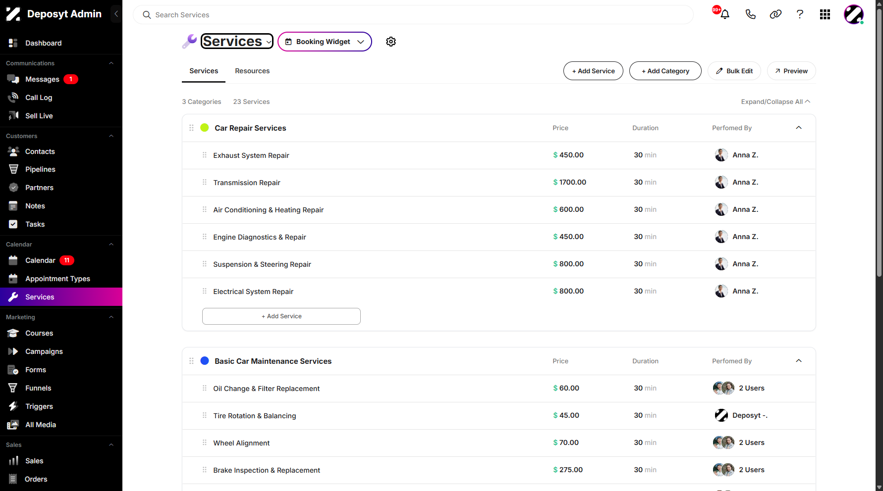 Step 3: Click on the Services dropdown menu above.