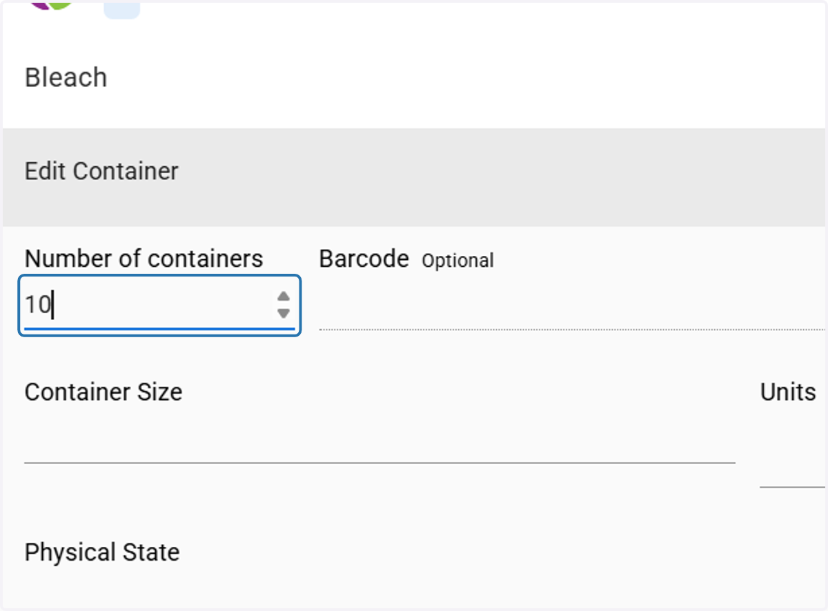 Type in number of containers