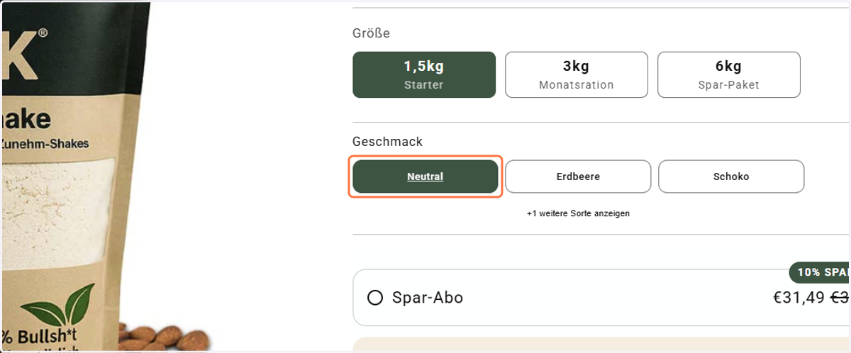 Wähle einen Geschmack