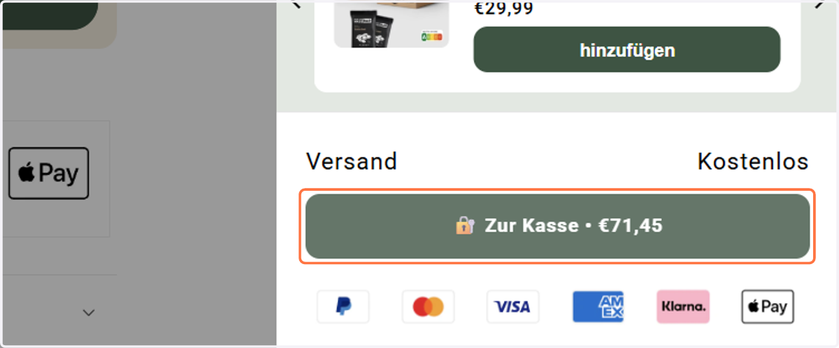 Klicke auf "🔐 Zur Kasse"